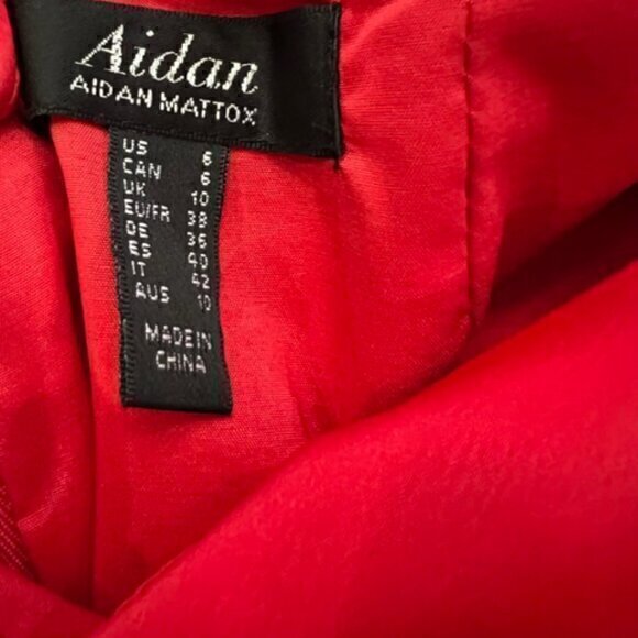 🎉PRICE REDUCED🎉 Aidan Mattox Spaghetti Strap V-Neck Satin Gown Red 6 Backless - Picture 16 of 16